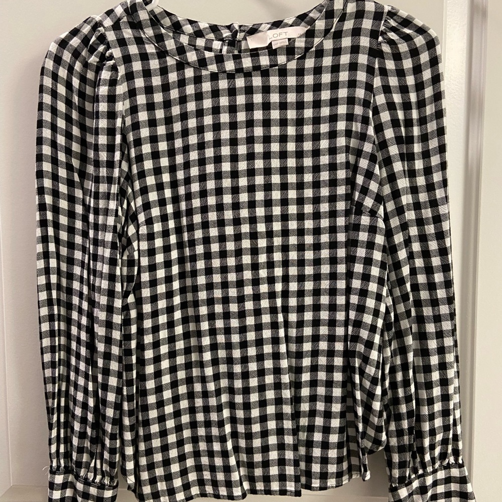 CO Black and White Checkered Women's Top